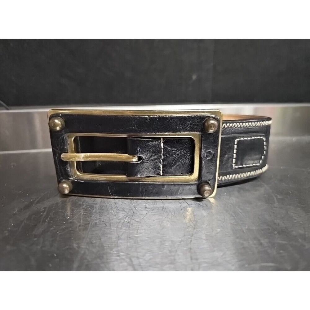 Tracy Reese Black Leather Belt (TR127) w/ Black Leather & Metal Buckle Sz Small